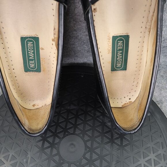Neil Martin Shoe Men 9 Loafer Fringe Leather Classic Slip On Winston Italy Black - Picture 8 of 16